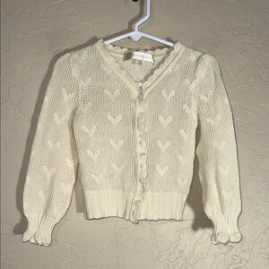 Loveshackfancy cream heart knit cardigan sweater girls size 5/6
